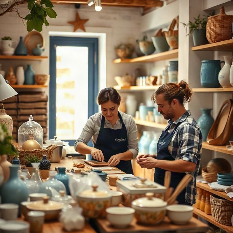 El equipo familiar de Novafecho organizando productos en tienda